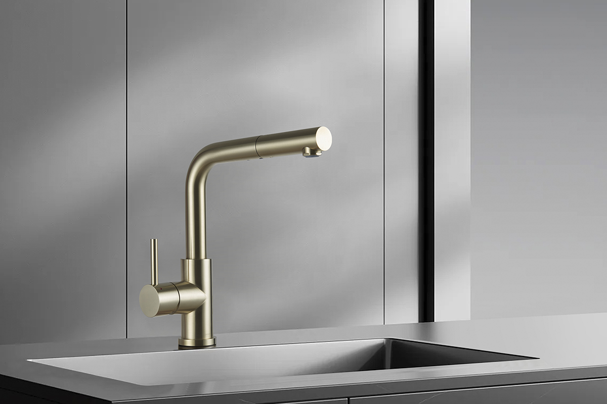 High-end custom gold matte kitchen faucet